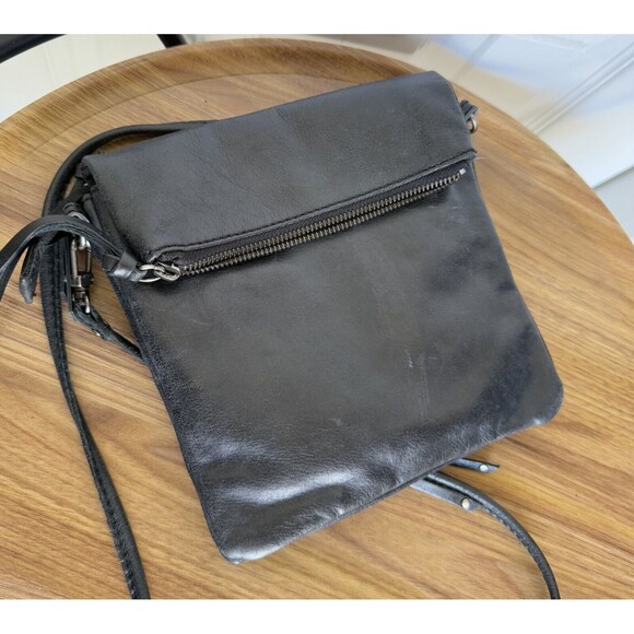 THE SAK Flap Small Messenger Black Leather Crossbody Handbag Boho Studded Biker - Picture 5 of 17